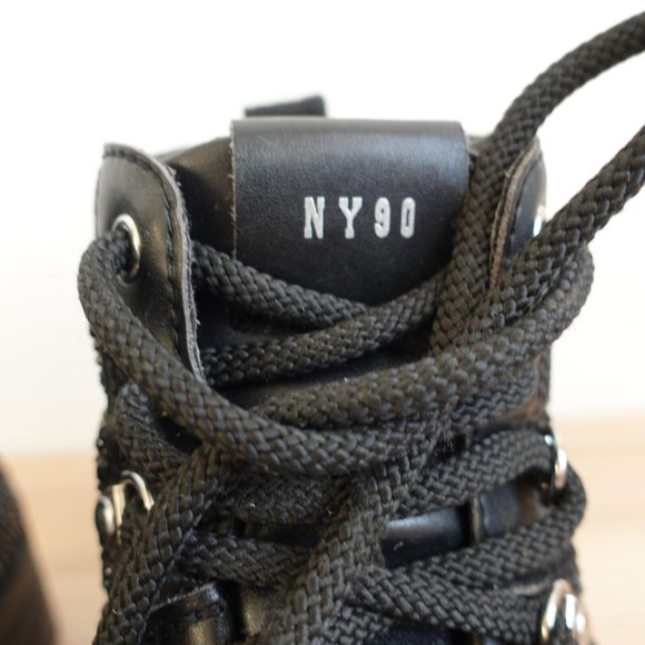 Steve Madden Shoes Leather 6 Boots Black Combat Chunky Lug Sole Studded Buzzer - Picture 8 of 16